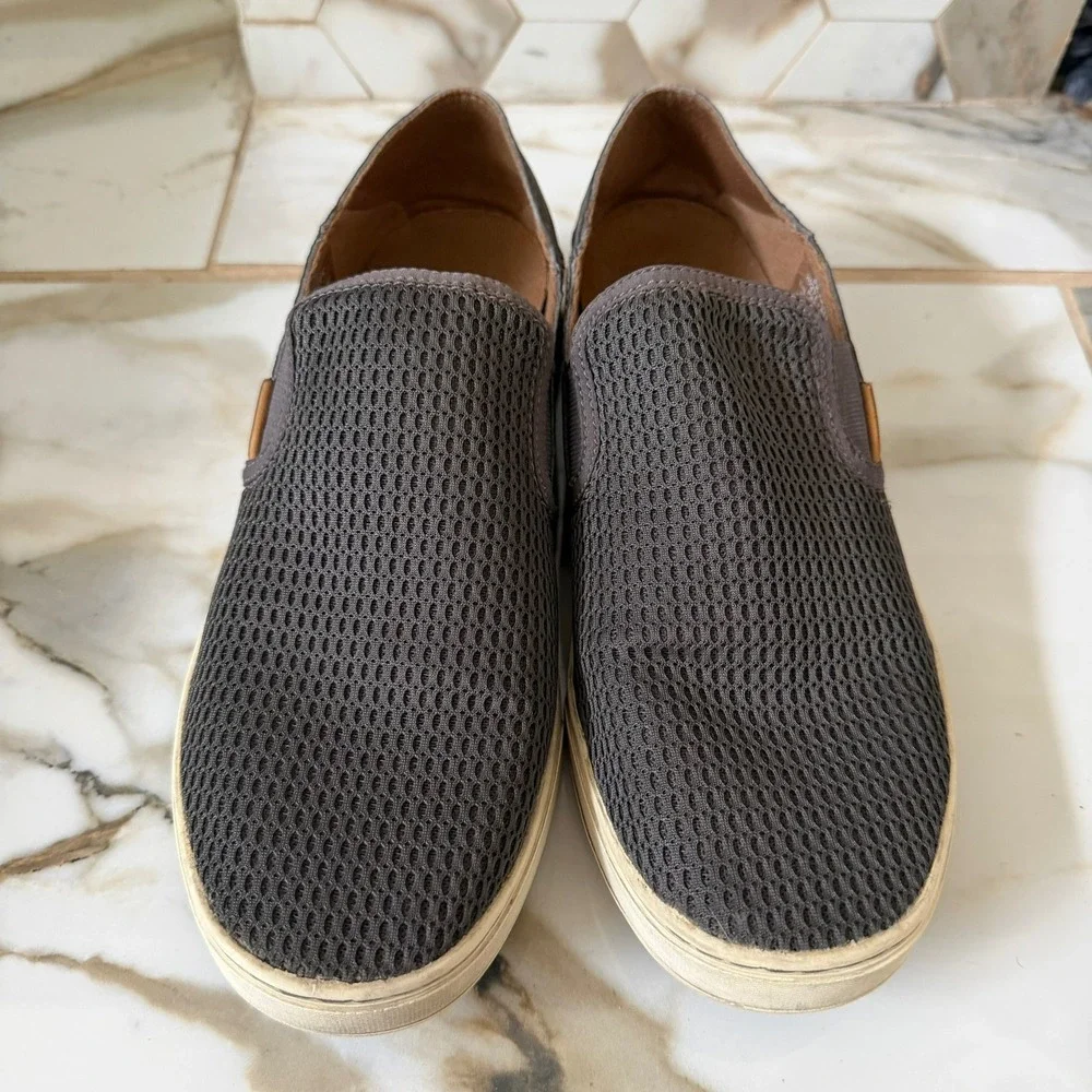 OluKai Gray Mesh Slip-On Loafers